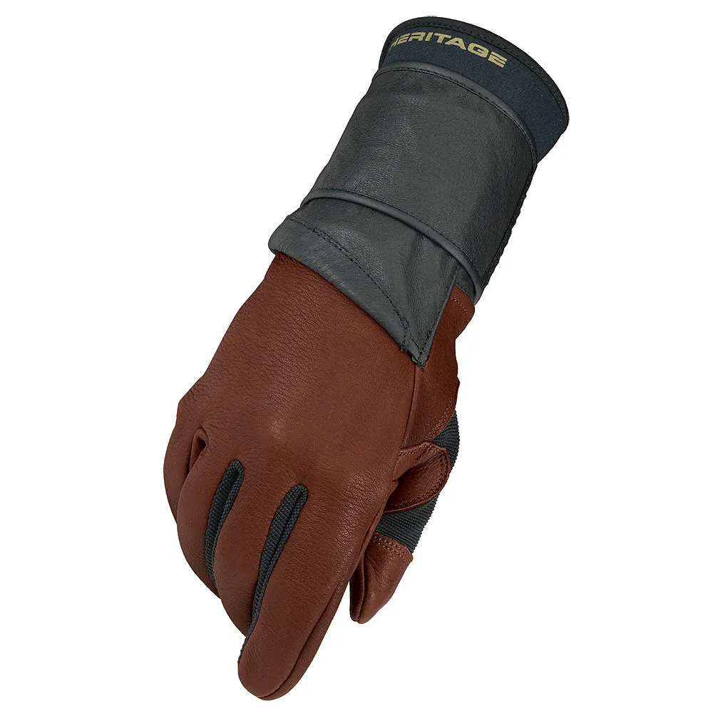 11 Size Heritage Pro 80 Bull Stretchable Riding Gloves Brown With Black