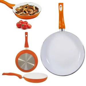 11" Non Stick Ceramic Coated Frying Pan Orange Colored Finish Skillet Aluminum