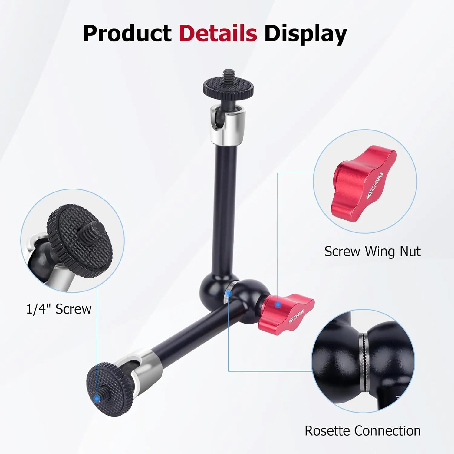 11" Pro Cold Shoe Magic Arm, Extra-Long Adjustable Friction Arm with 1/4" Screw for Teleprompter, Ring Light, Camera Rig  Live Stream Filmaking-87003