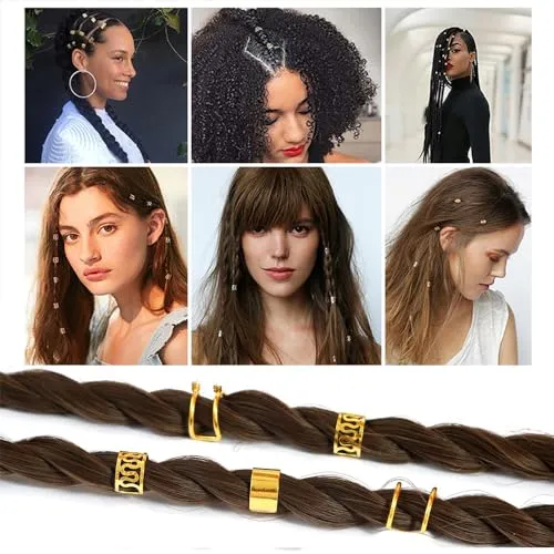 20 PCS Hair Jewelry for Braids with Crystal Rhinestone for Women Men Hair Accessories Braids, Dreadlock Braid Clips Non-Piercing Ear Cuffs Clip Jewelry (Black)