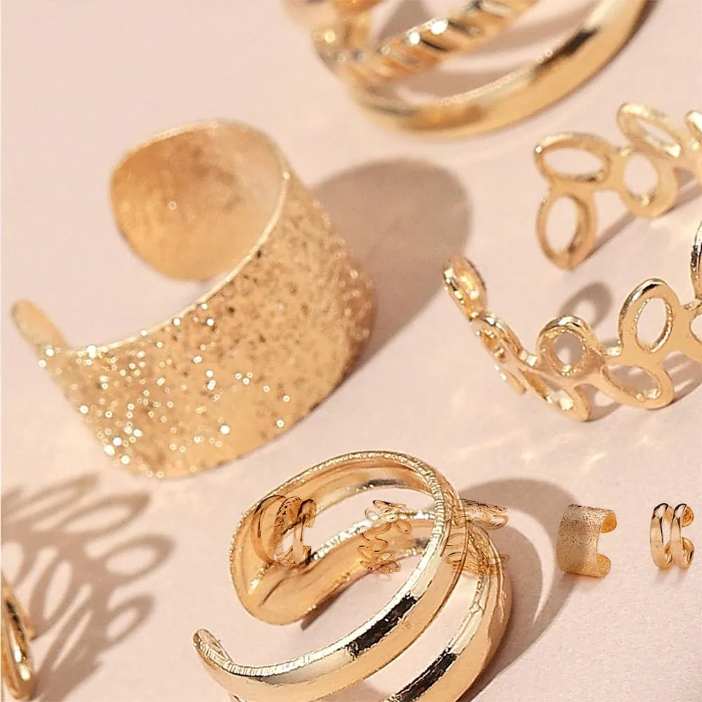 20 PCS Hair Jewelry for Braids with Crystal Rhinestone for Women Men Hair Accessories Braids, Dreadlock Braid Clips Non-Piercing Ear Cuffs Clip Jewelry (Gold)