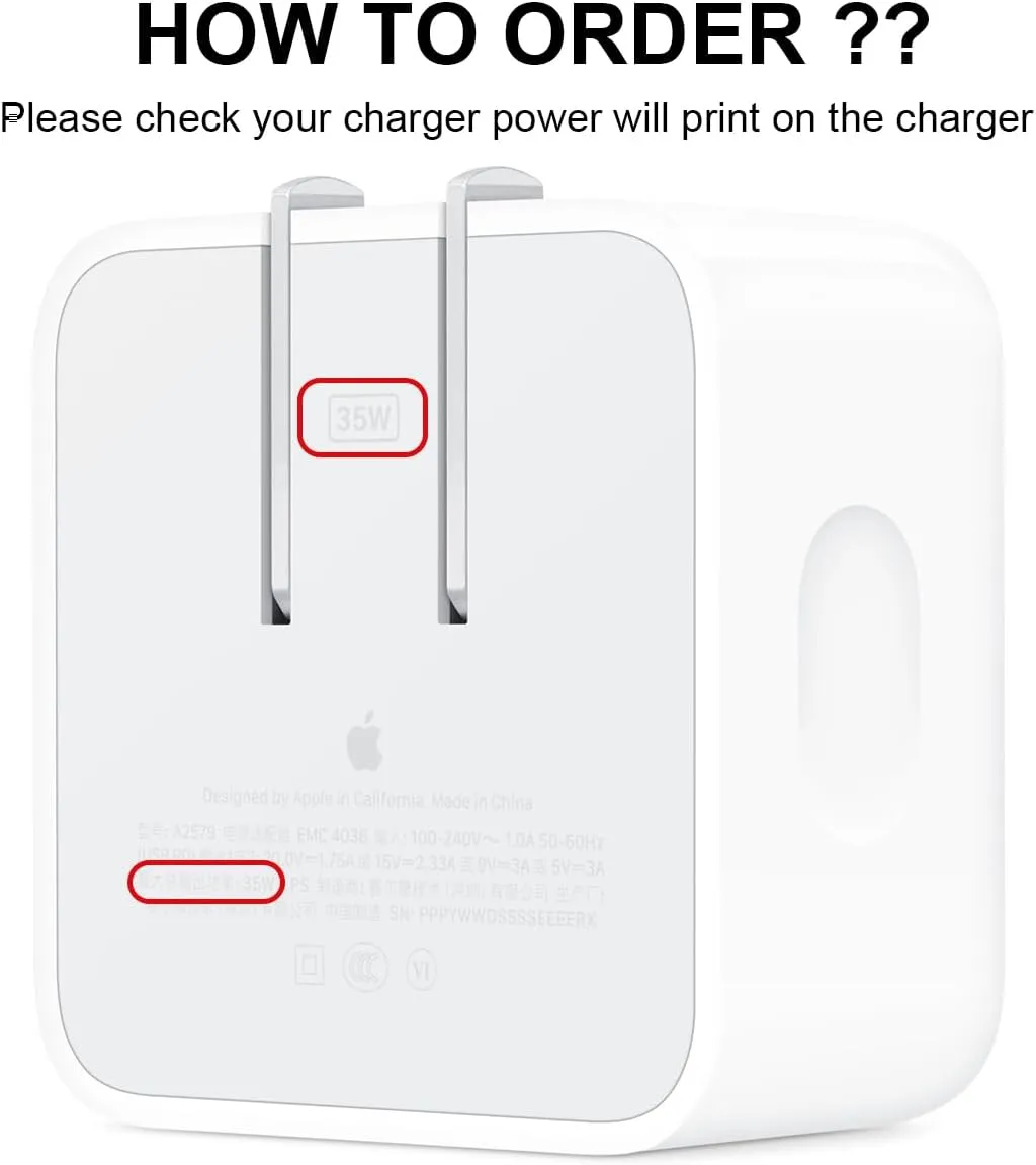 35W Dual USB-C Port Soft Silicone Charger Protector Case for MacBook Air 13.6 15 inch 2023 2024 M3 M2 Chip, 35W Dual USB-C Port Power Adapter Sleeve Cover, Black