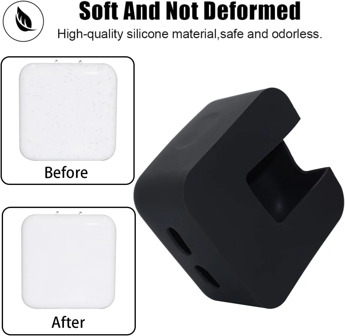 35W Dual USB-C Port Soft Silicone Charger Protector Case for MacBook Air 13.6 15 inch 2023 2024 M3 M2 Chip, 35W Dual USB-C Port Power Adapter Sleeve Cover, Black