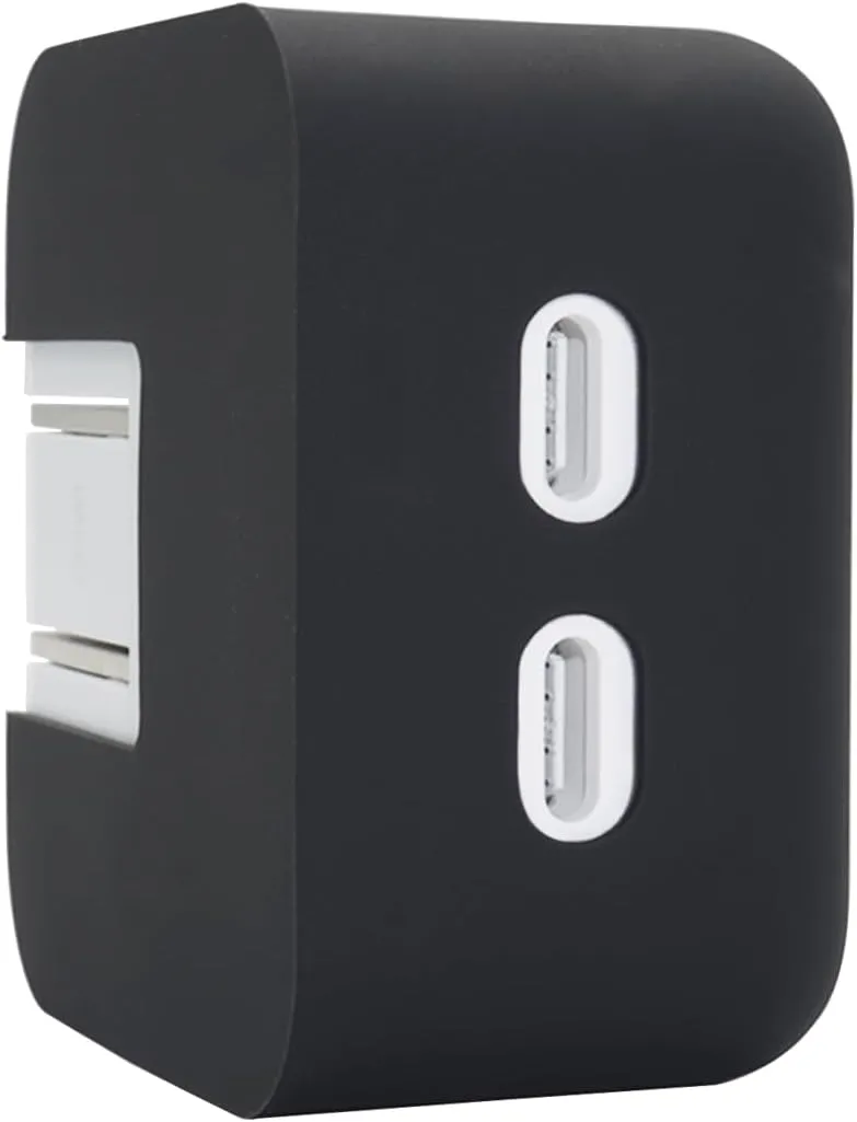 35W Dual USB-C Port Soft Silicone Charger Protector Case for MacBook Air 13.6 15 inch 2023 2024 M3 M2 Chip, 35W Dual USB-C Port Power Adapter Sleeve Cover, Black