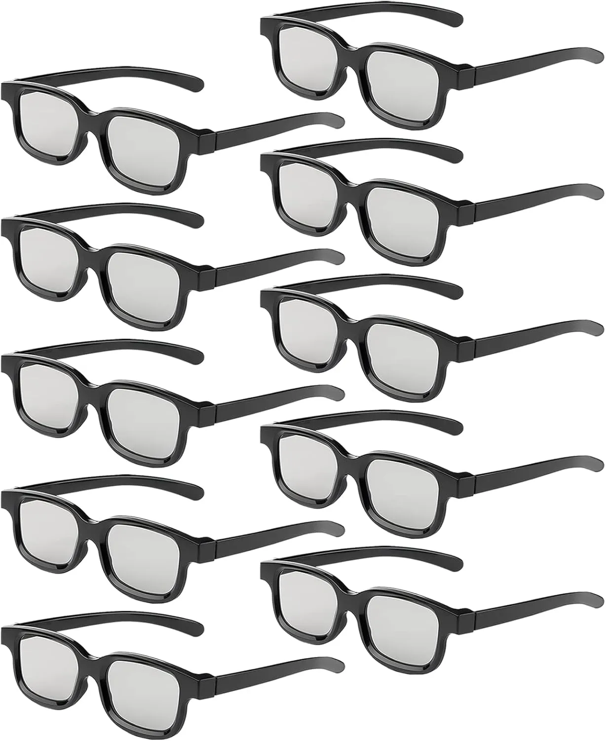 3D Glasses, Circular Polarized Non-Flashing Passive 3D Glasses for Format Cinema/Passive Polarized 3D TV Projector - 3D-Eyewear That Supports 3D TV and Cinema (10pcs)