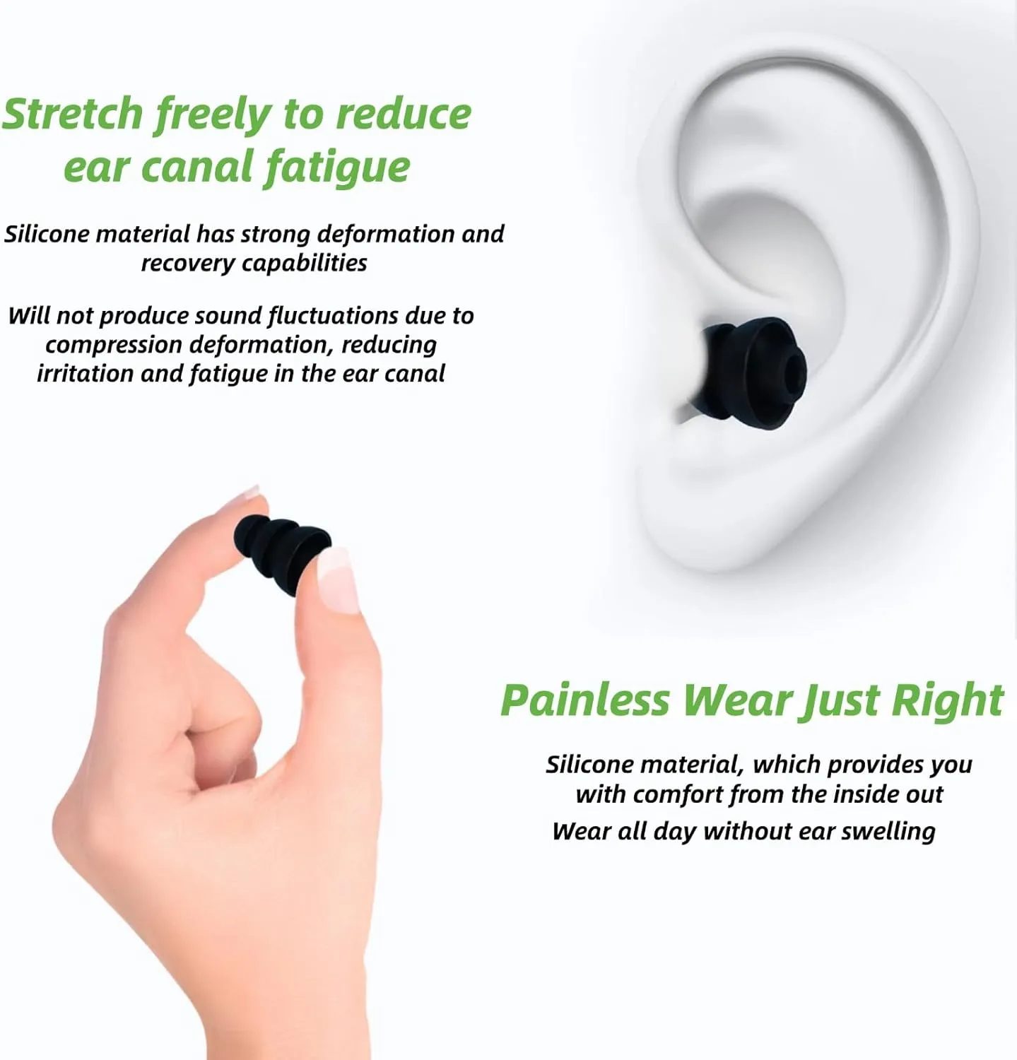 4pcs Silicone Eartips, 2mm Hole Noise Reduction Triple Flange Replacement Eartips, Replacement Earplugs for Se846 Se535 Se215 and Soundconducting Holes with an Outer Diameter of 2.0-3.5 mm(Black)
