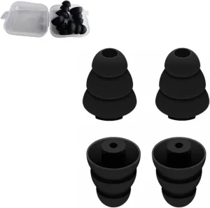 4pcs Silicone Eartips, 2mm Hole Noise Reduction Triple Flange Replacement Eartips, Replacement Earplugs for Se846 Se535 Se215 and Soundconducting Holes with an Outer Diameter of 2.0-3.5 mm(Black)