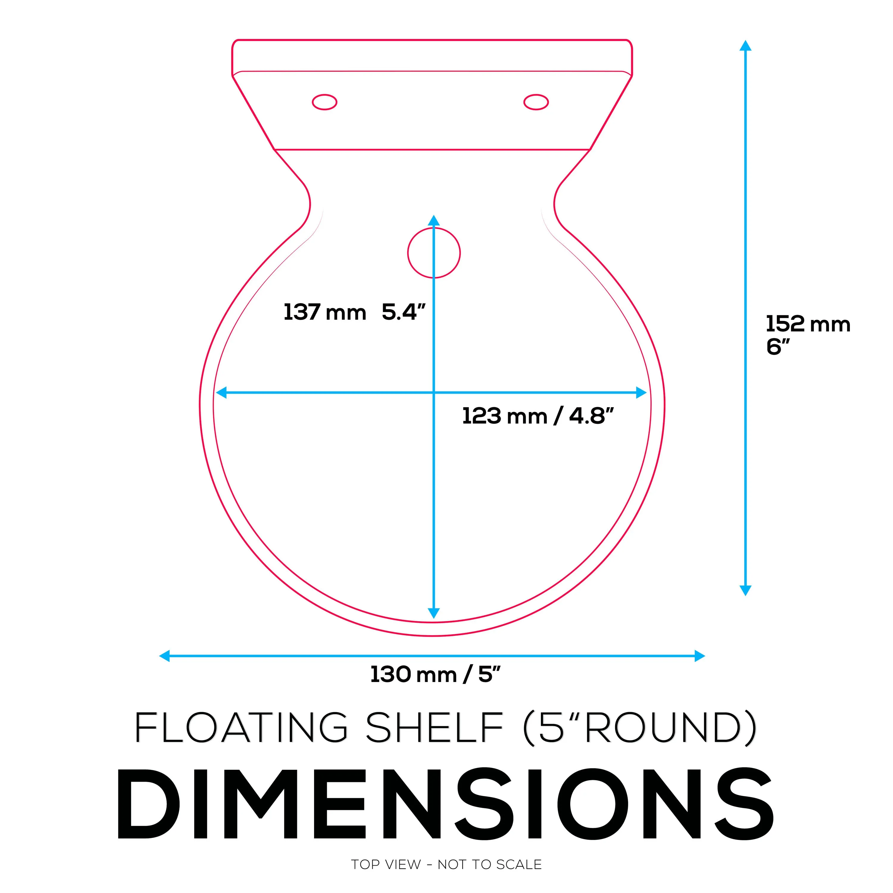 5 Round Floating Shelf, Screw & Adhesive, for Security Cameras, Baby Monitors, Speakers, Plants & More