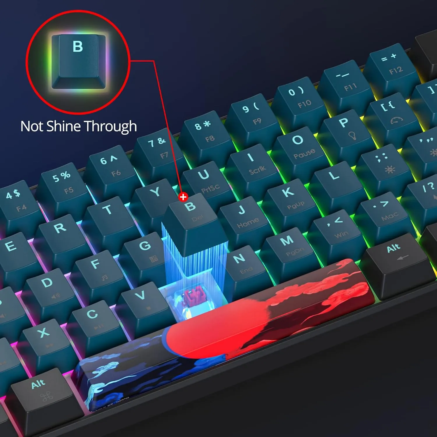 60% Mechanical Keyboard Black and Blue, Compact 60 Percent Gaming Keyboard RGB Backlit, 61 Keys Red Switches Mini Keyboard, USB Wired Office Keyboard for Windows Mac Laptop PC (61 Monster)