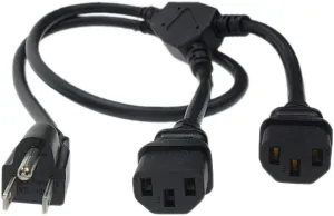 6ft 18 AWG 1-to-2 Power Cord Splitter (1 NEMA 5-15P to 2 IEC320C13)