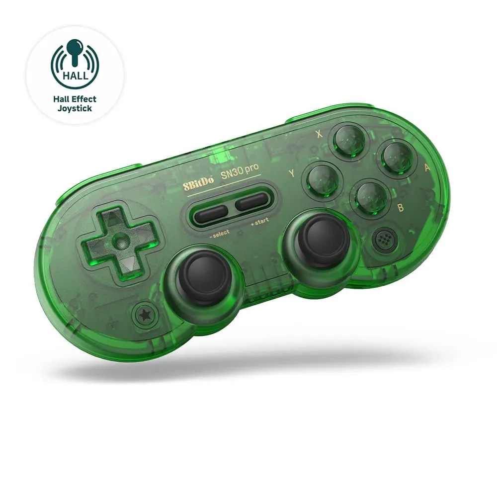 8Bitdo SN30 Pro Wireless Bluetooth Controller (Hall Effect Joystick Update) with Joysticks Rumble Vibration USB-C Cable Gamepad Compatible with Switch,Windows, Mac OS, Android, Steam (Jade Green)