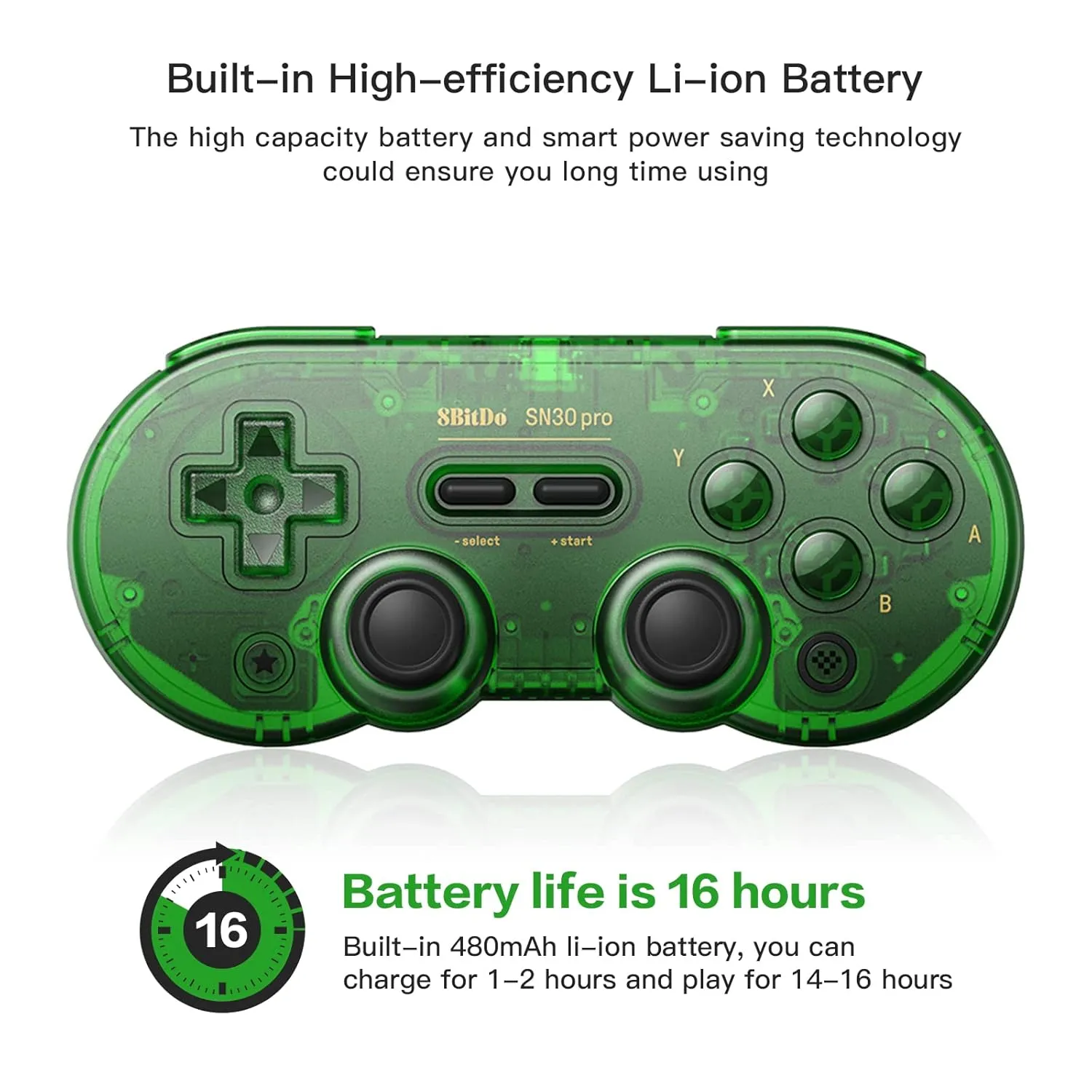 8Bitdo SN30 Pro Wireless Bluetooth Controller (Hall Effect Joystick Update) with Joysticks Rumble Vibration USB-C Cable Gamepad Compatible with Switch,Windows, Mac OS, Android, Steam (Jade Green)