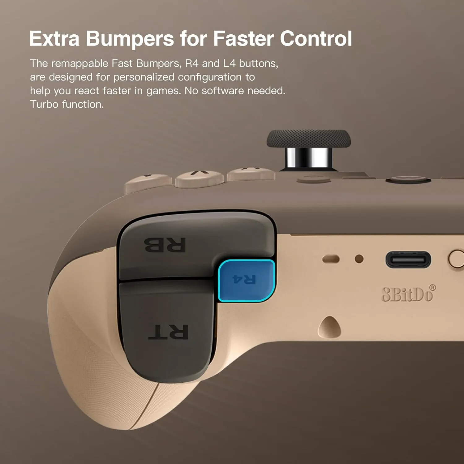 8Bitdo Ultimate 2C Wireless Controller for Windows PC and Android, with 1000Hz Polling Rate, Hall Effect Joysticks and Hall Triggers, and Remappable L4/R4 Bumpers (Brownie)