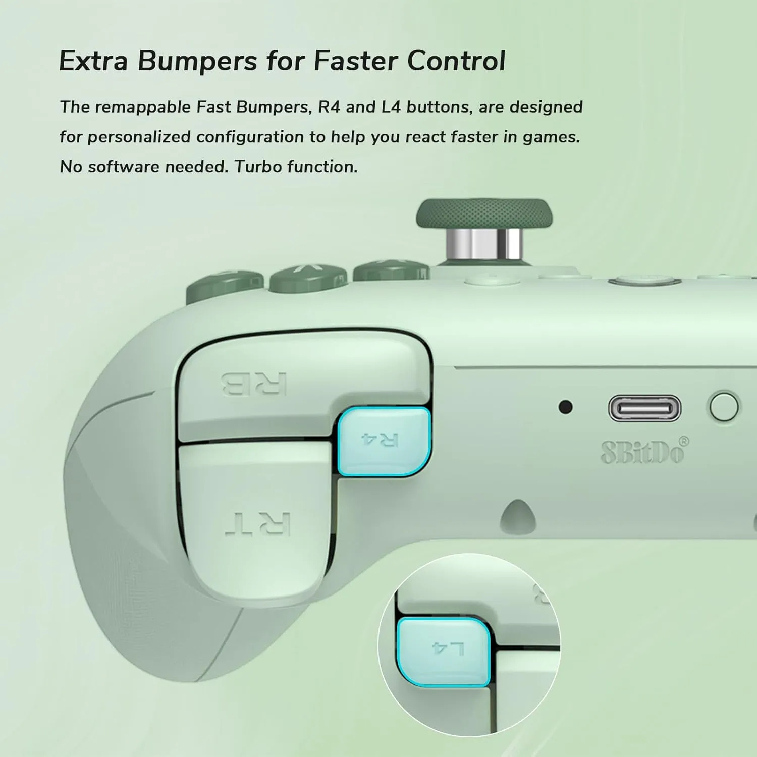 8Bitdo Ultimate 2C Wireless Controller (Hall Effect Joystick Update) for Windows PC and Android, with 1000Hz Polling Rate, Remappable L4/R4 Bumpers, Rumble Vibration and Turbo Function (Green)