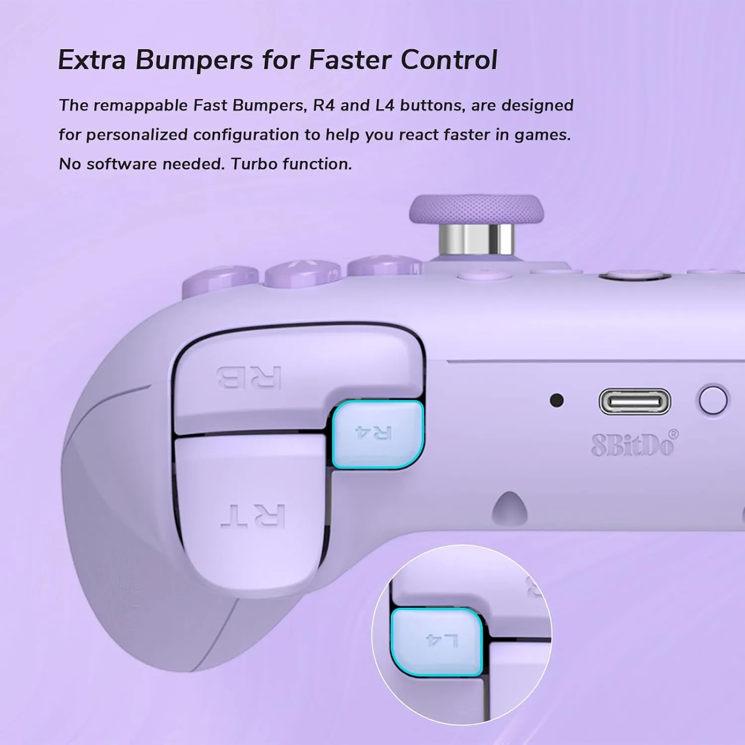 8Bitdo Ultimate 2C Wireless Controller (Hall Effect Joystick Update) for Windows PC and Android, with 1000Hz Polling Rate, Remappable L4/R4 Bumpers, Rumble Vibration and Turbo Function (Purple)