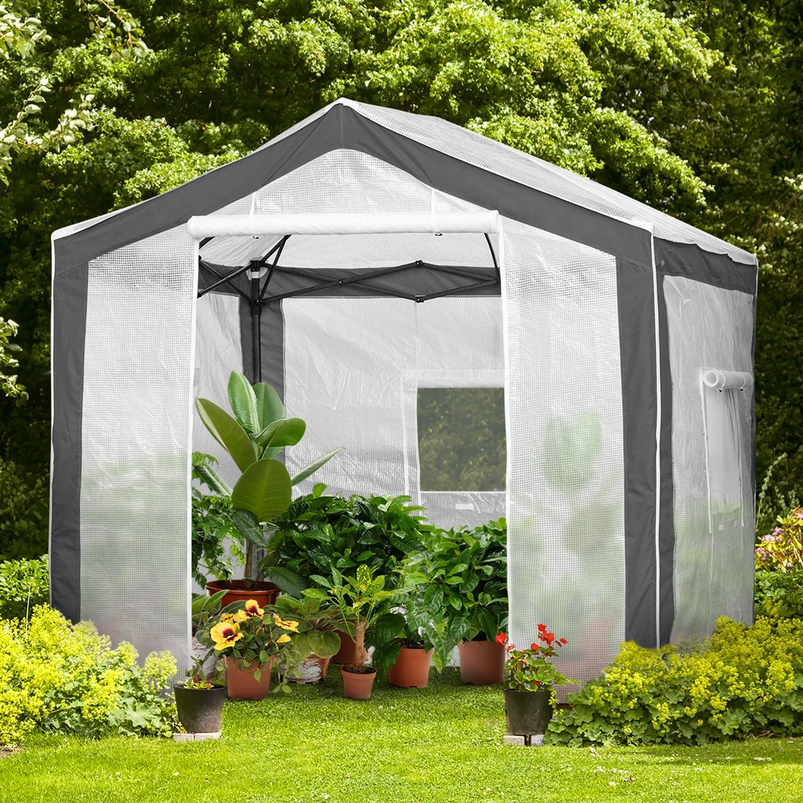 8x8 Portable Walk-in Greenhouse with Polyester Reinforced Corners