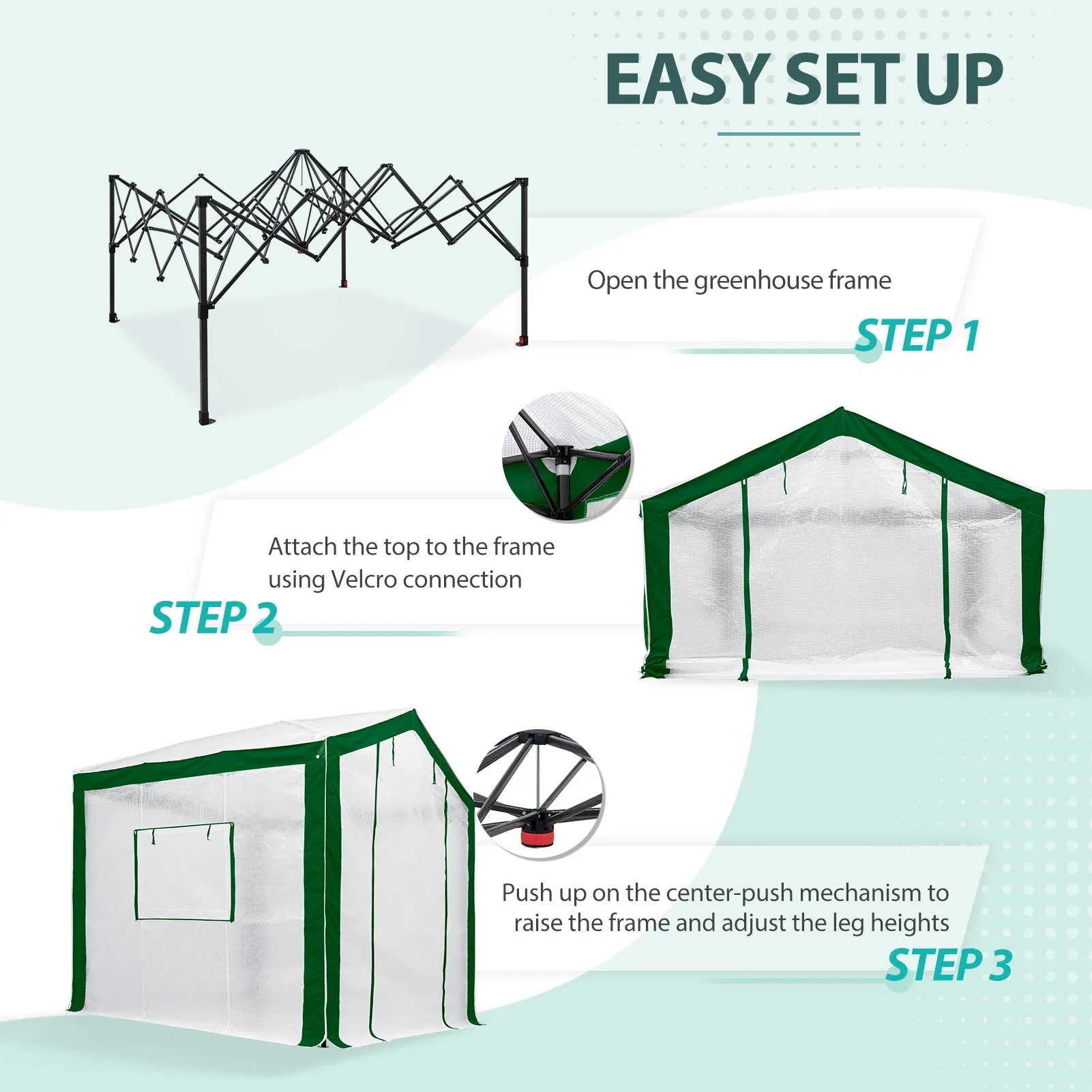 8x8 Portable Walk-in Greenhouse with Polyester Reinforced Corners