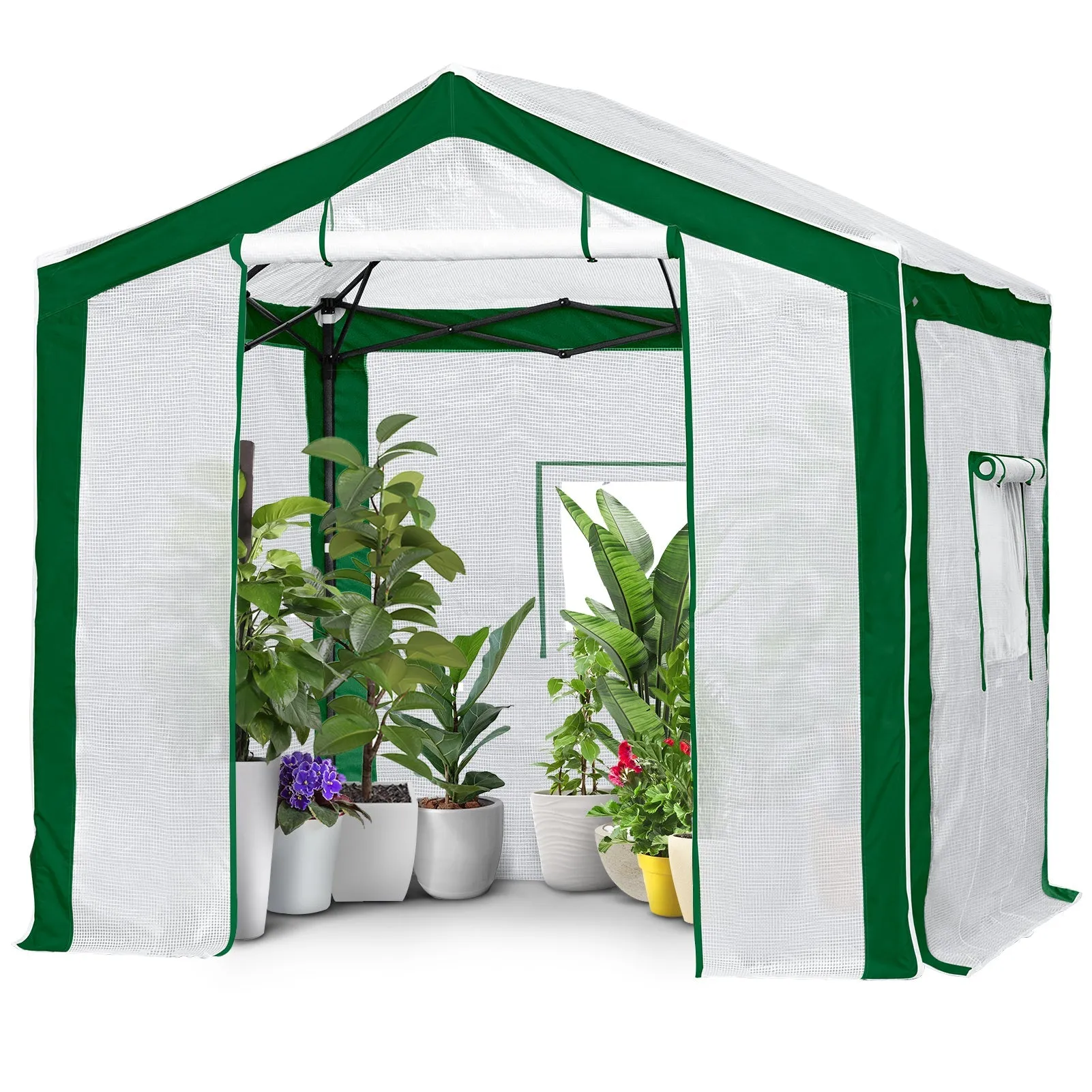 8x8 Portable Walk-in Greenhouse with Polyester Reinforced Corners