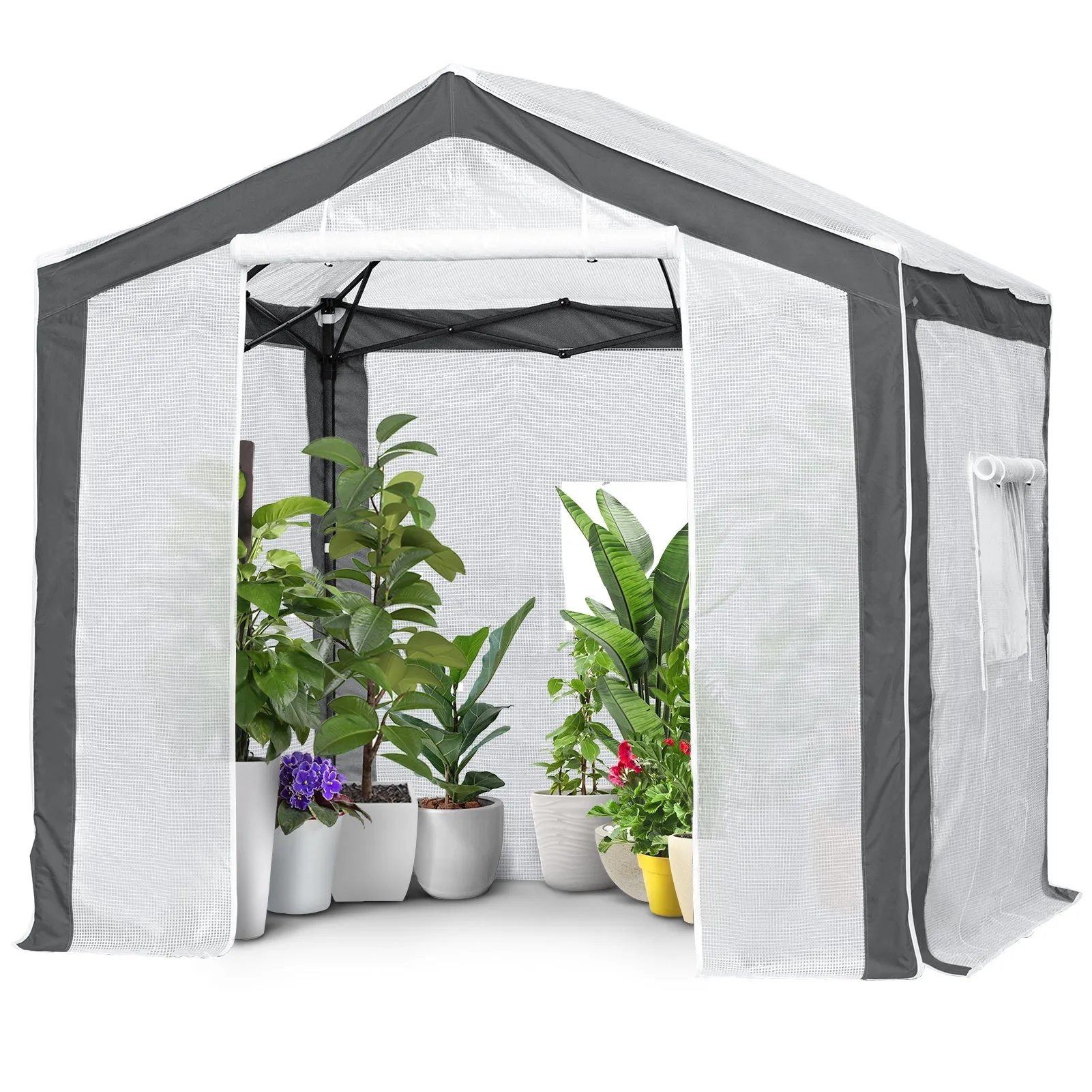 8x8 Portable Walk-in Greenhouse with Polyester Reinforced Corners