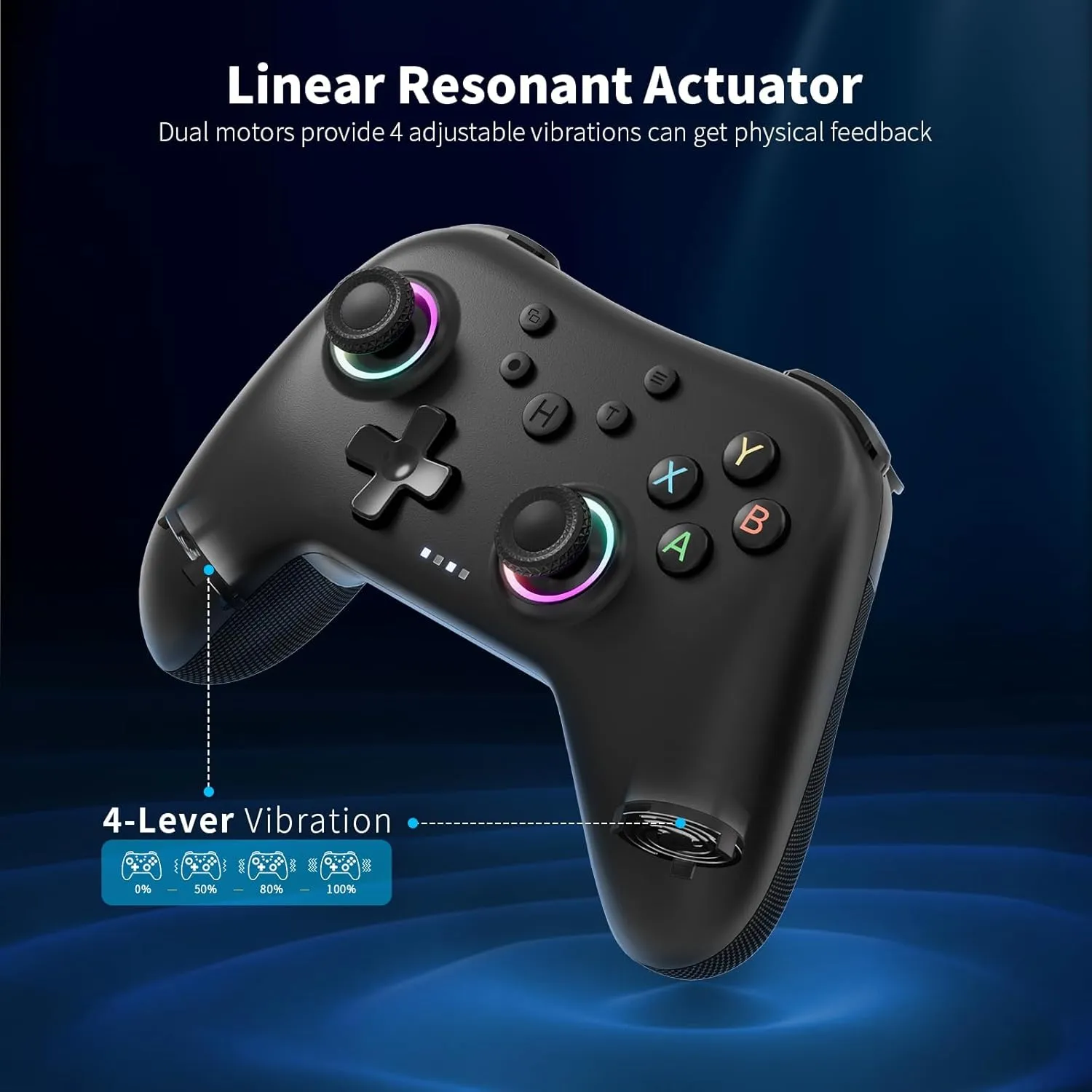 AceGamer Aurora Generation 2.4G Wireless Bluetooth Controller for PC/Android/Switch/iOS/Steam Deck with Linear Motors, Hall Joysticks and RGB Light- Upgraded PC Gaming Controller and Back Buttons Lock (Black)