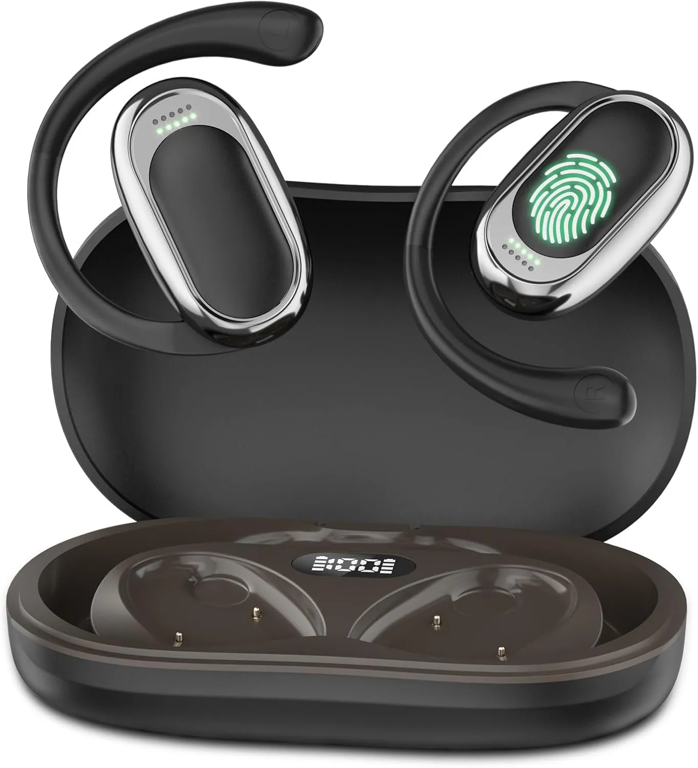 AI Translation Earbuds Real Time, 144 Languages Translator Earbuds Device, 5-in-1 Translation Music Calls Transcription AI Assistant Wireless Headphones Travel Business Learning (Black)