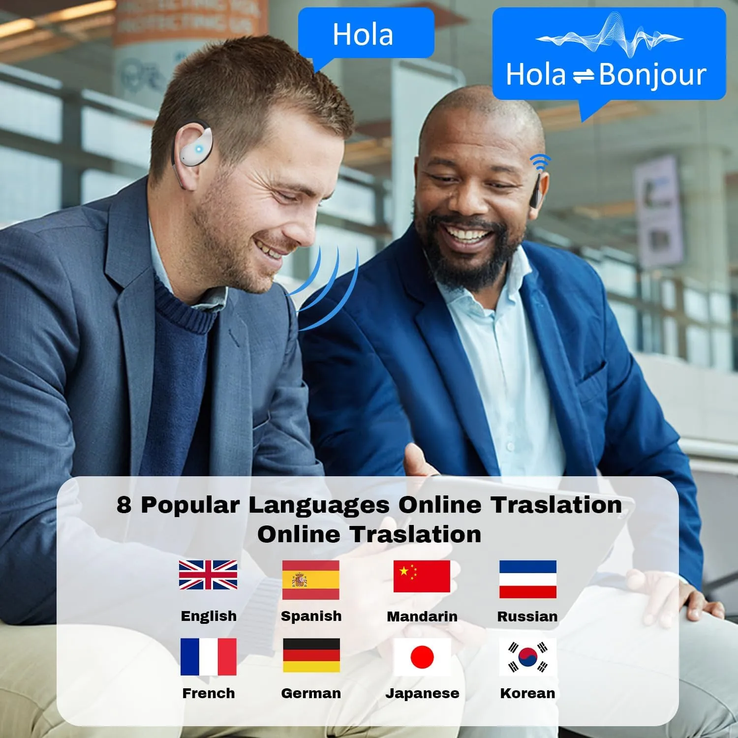 AI Translation Earbuds - Real-Time 2-Way Translation in 144 Languages, Bluetooth 5.4, No Subscription Needed, 3-in-1 Translator Earbuds for Travel, Business & Language Learning (Black - 01)