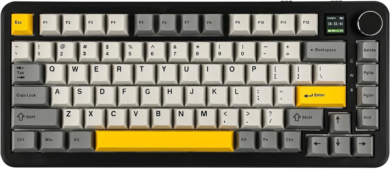 AJAZZ AK820 MAX HE Hall Effect Magnetic Gaming Keyboard, Adjustable Actuation, 3 Modes Wireless Rapid Fast Keyboard with Screen & Knob, Creamy Gasket, RGB Backlight, NKRO for Win/Mac (Black)