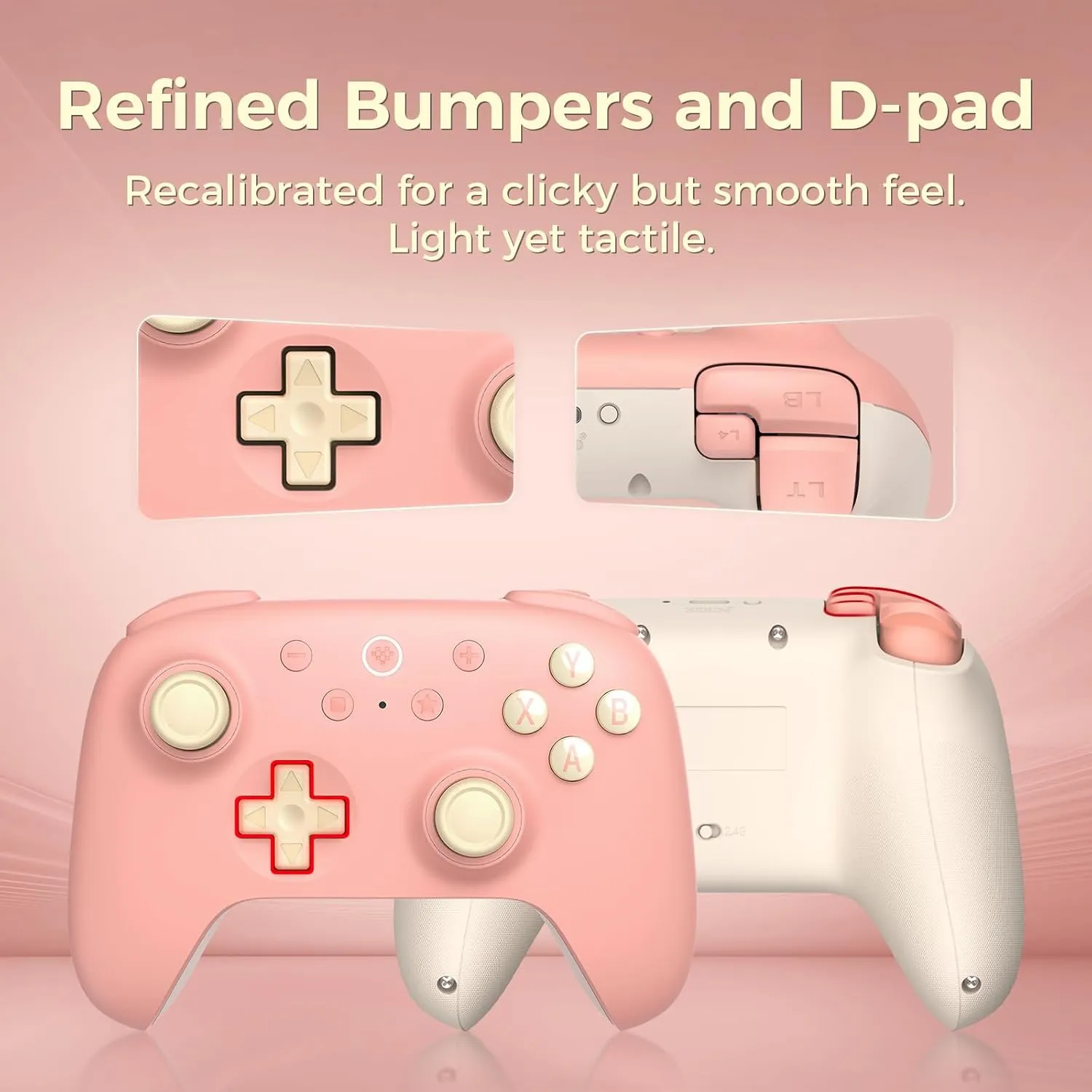 AKNES 8Bitdo Ultimate 2C Wireless 2.4G Controller for Windows PC and Android, Gamepad with Hall Effect Joysticks and Hall Triggers, 1000Hz Polling Rate, Remappable L4/R4 Bumpers - Peach