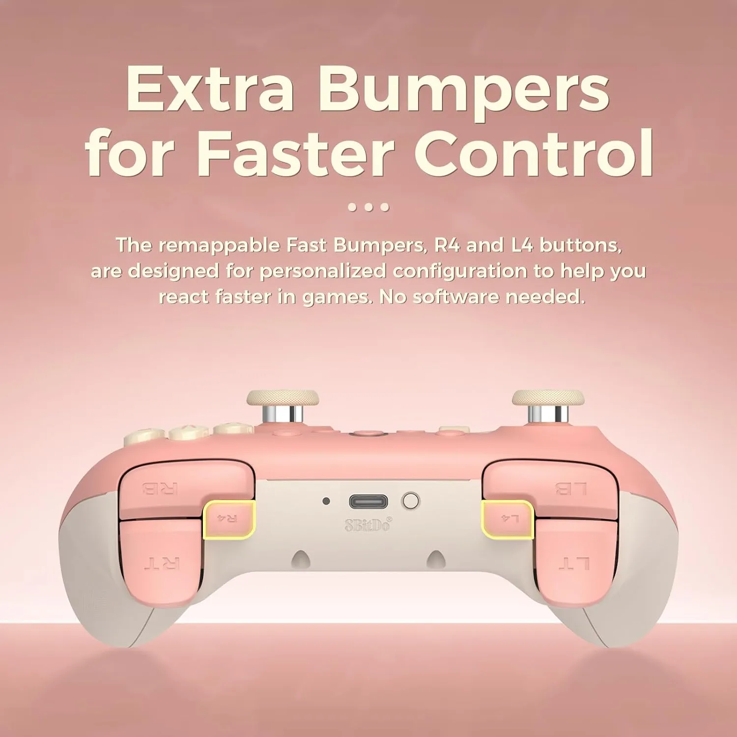 AKNES 8Bitdo Ultimate 2C Wireless 2.4G Controller for Windows PC and Android, Gamepad with Hall Effect Joysticks and Hall Triggers, 1000Hz Polling Rate, Remappable L4/R4 Bumpers - Peach