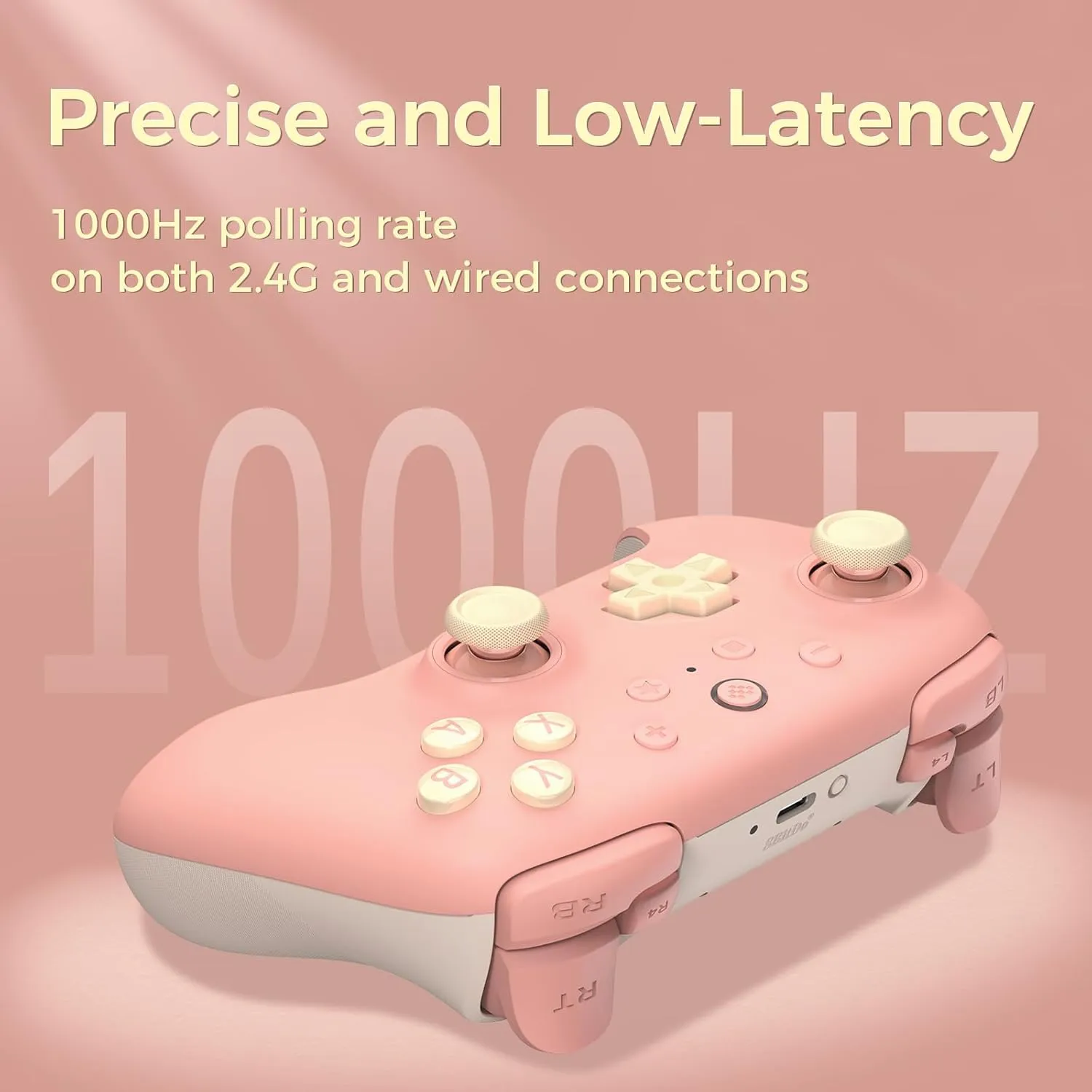 AKNES 8Bitdo Ultimate 2C Wireless 2.4G Controller for Windows PC and Android, Gamepad with Hall Effect Joysticks and Hall Triggers, 1000Hz Polling Rate, Remappable L4/R4 Bumpers - Peach