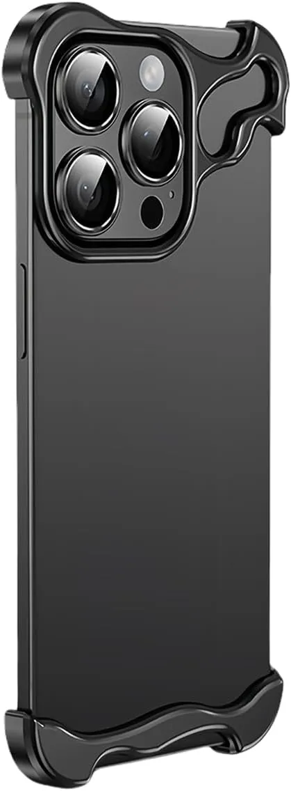 Alloy Armor Bumper Case for iPhone 16 Pro Max, 16/15/14/13/12 Series, Titanium Alloyarmor Premium Frameless Case, Minimalist Unique Case (for iPhone 14 Pro,Black)