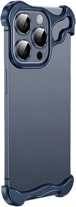Alloy Armor Bumper Case for iPhone 16 Pro Max, 16/15/14/13/12 Series, Titanium Alloyarmor Premium Frameless Case, Minimalist Unique Case (for iPhone 14 Pro,Blue)