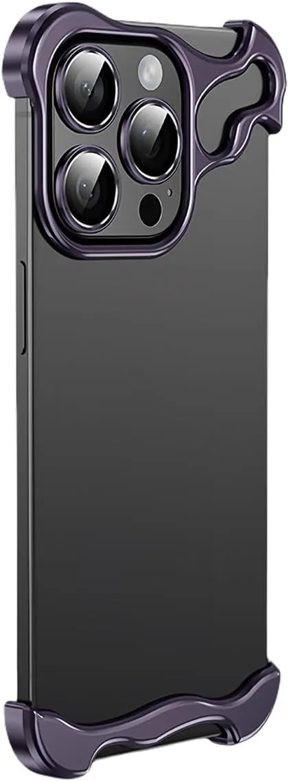 Alloy Armor Bumper Case for iPhone 16 Pro Max, 16/15/14/13/12 Series, Titanium Alloyarmor Premium Frameless Case, Minimalist Unique Case (for iPhone 14 Pro,Purple)