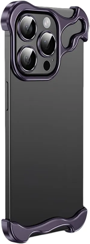 Alloy Armor Bumper Case for iPhone 16 Pro Max, 16/15/14/13/12 Series, Titanium Alloyarmor Premium Frameless Case, Minimalist Unique Case (for iPhone 14 Pro,Purple)