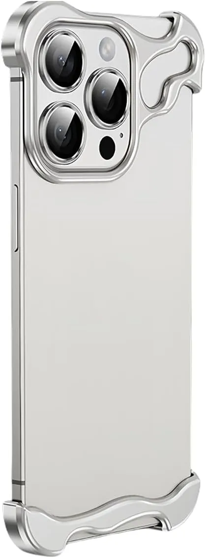 Alloy Armor Bumper Case for iPhone 16 Pro Max, 16/15/14/13/12 Series, Titanium Alloyarmor Premium Frameless Case, Minimalist Unique Case (for iPhone 14 Pro,Silver)