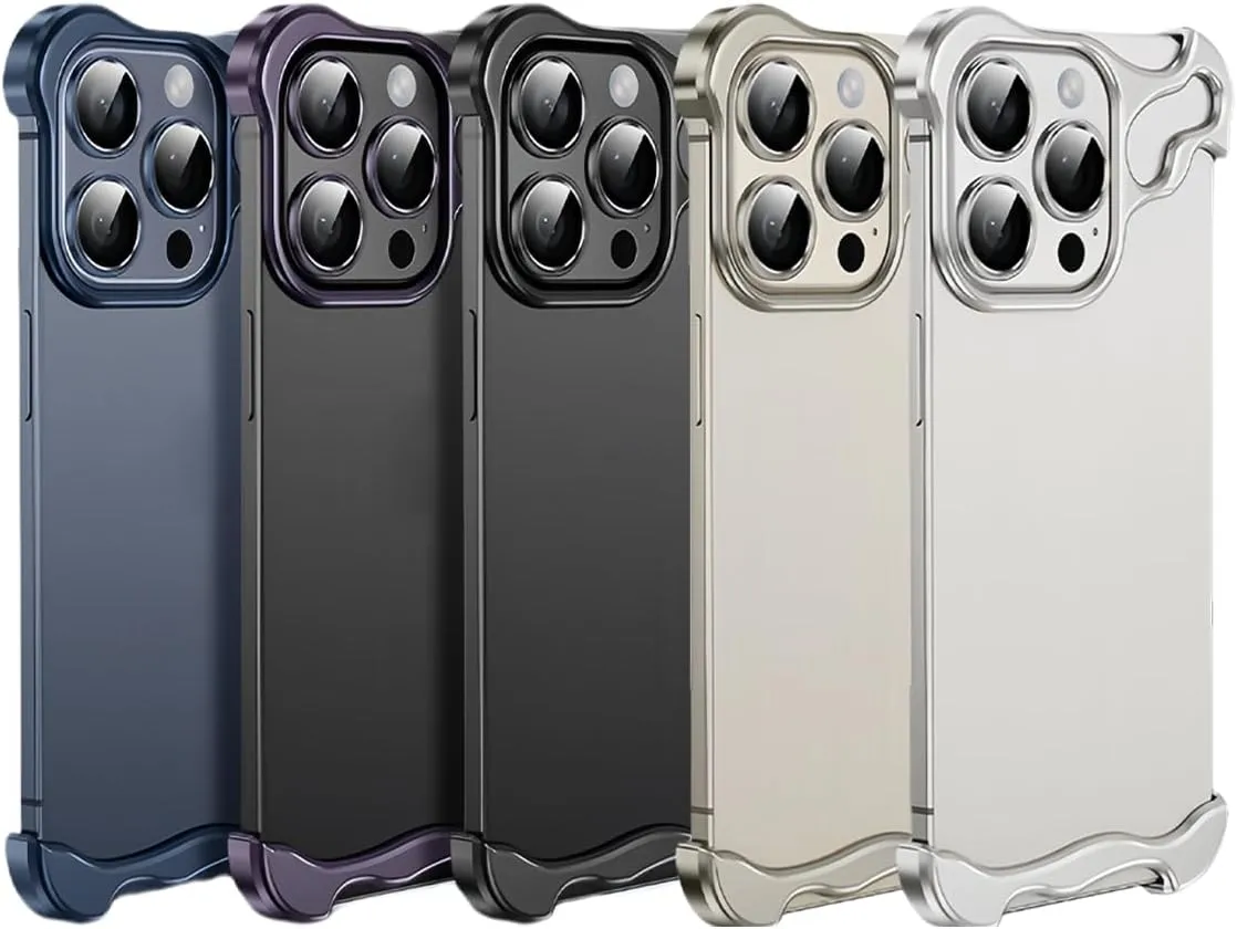 Alloy Armor Bumper Case for iPhone 16 Pro Max, 16/15/14/13/12 Series, Titanium Alloyarmor Premium Frameless Case, Minimalist Unique Case (for iPhone 14 Pro,Silver)