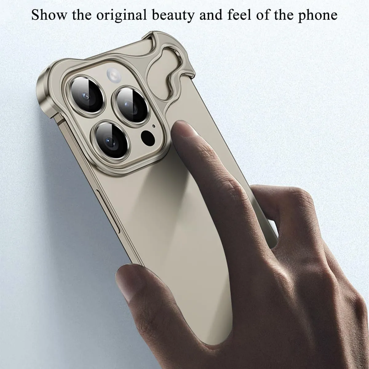 Alloy Armor Bumper Case for iPhone 16 Pro Max, 16/15/14/13/12 Series, Titanium Alloyarmor Premium Frameless Case, Minimalist Unique Case (for iPhone 14 Pro,Silver)