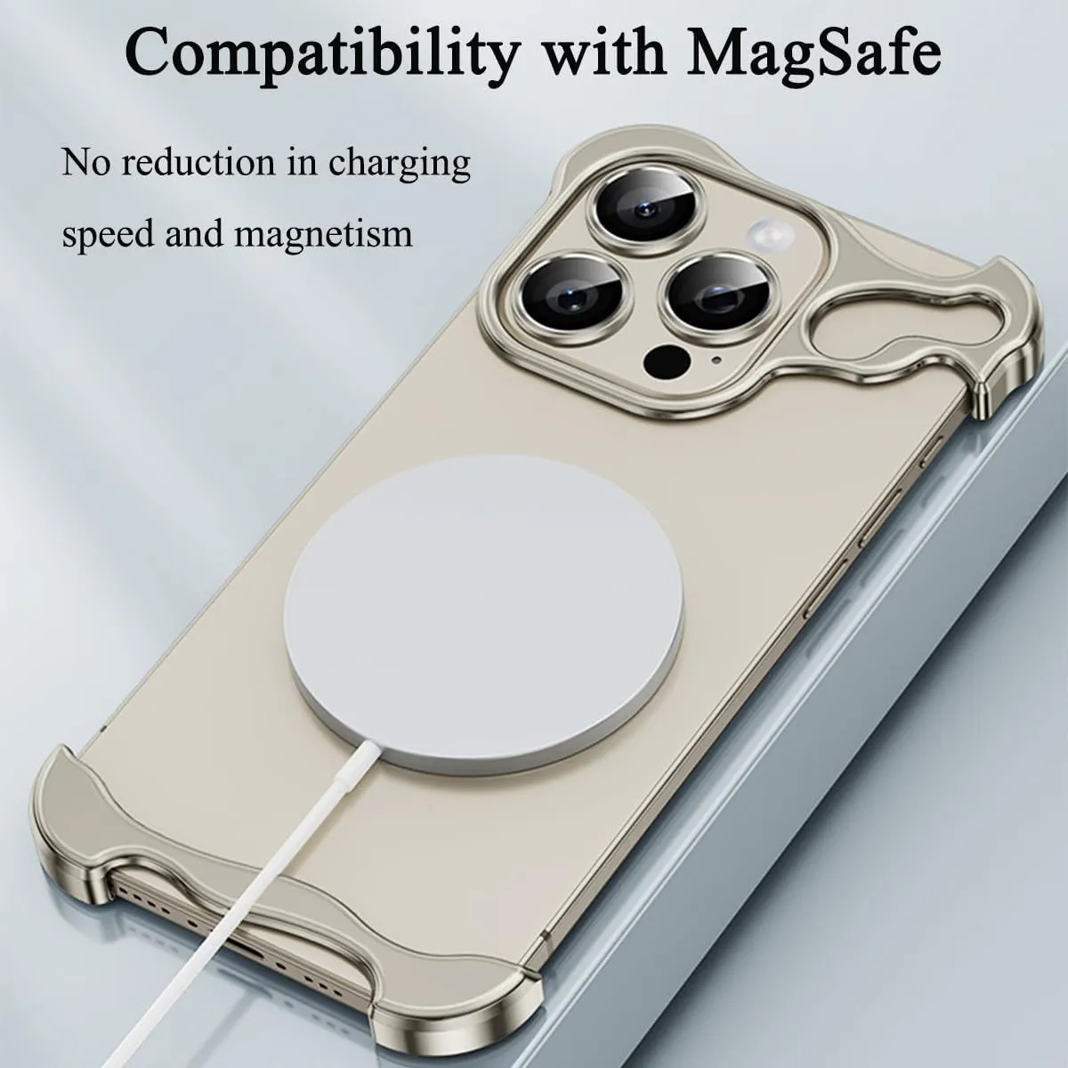 Alloy Armor Bumper Case for iPhone 16 Pro Max, 16/15/14/13/12 Series, Titanium Alloyarmor Premium Frameless Case, Minimalist Unique Case (for iPhone 14 Pro,Silver)