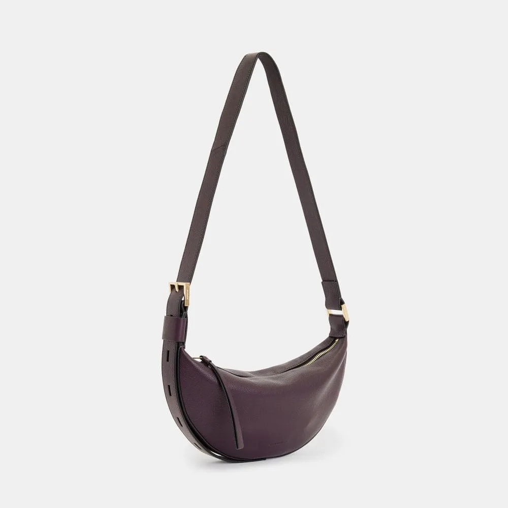 AllSaints Half Moon Leather Crossbody Bag