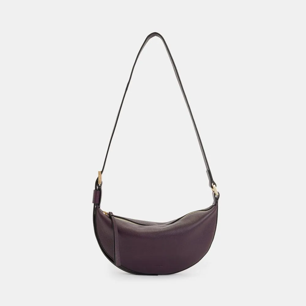 AllSaints Half Moon Leather Crossbody Bag