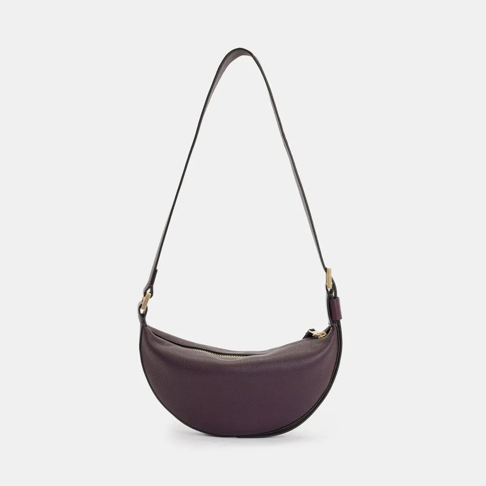 AllSaints Half Moon Leather Crossbody Bag