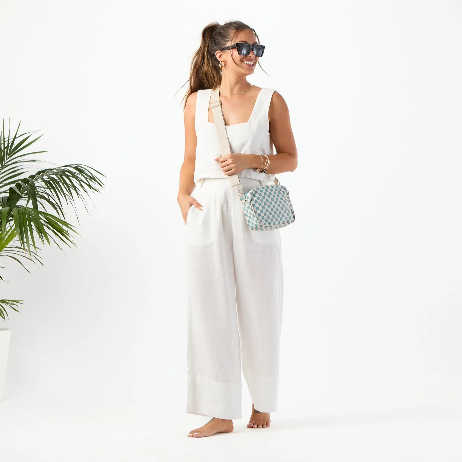 Aloha Collection Petite Check INV Le Tour Bag-Tide/Sandstone