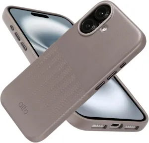 alto Compatible with iPhone 16 2024 and MagSafe, Magnetic Embossed Italian Leather Case, Herring Series Drop Protective Phone Case (iPhone 16, 6.1 inch, Embossed Cement Gray)