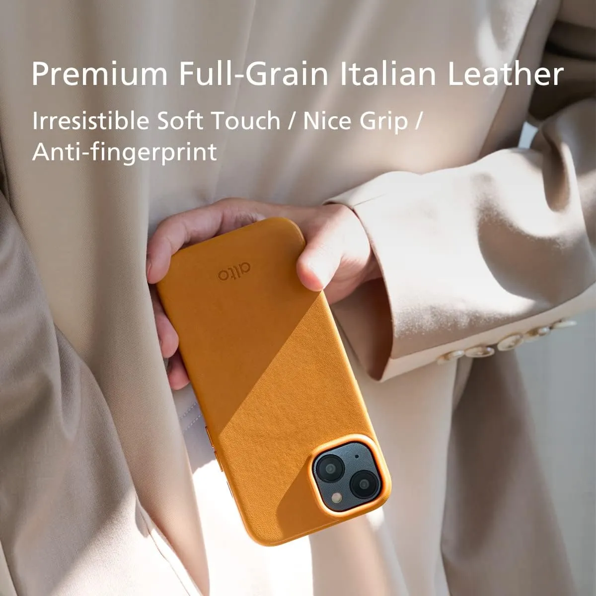alto Phone Case Compatible with iPhone 14 and iPhone 13 and MagSafe, Magnetic Italian Leather Case, Clop Series Drop Protective Case (iPhone 14 and iPhone 13, 6.1 inch, Caramel Brown)