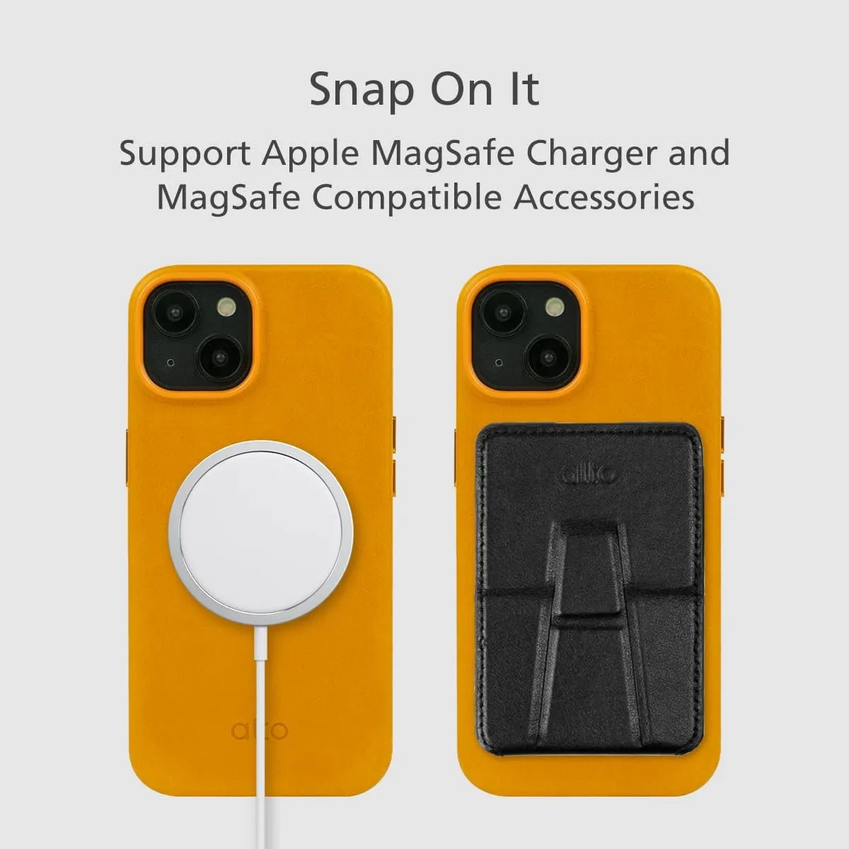 alto Phone Case Compatible with iPhone 14 and iPhone 13 and MagSafe, Magnetic Italian Leather Case, Clop Series Drop Protective Case (iPhone 14 and iPhone 13, 6.1 inch, Caramel Brown)