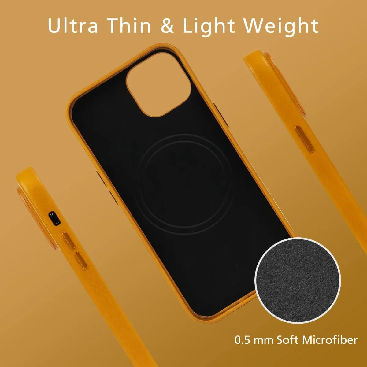 alto Phone Case Compatible with iPhone 14 and iPhone 13 and MagSafe, Magnetic Italian Leather Case, Clop Series Drop Protective Case (iPhone 14 and iPhone 13, 6.1 inch, Caramel Brown)