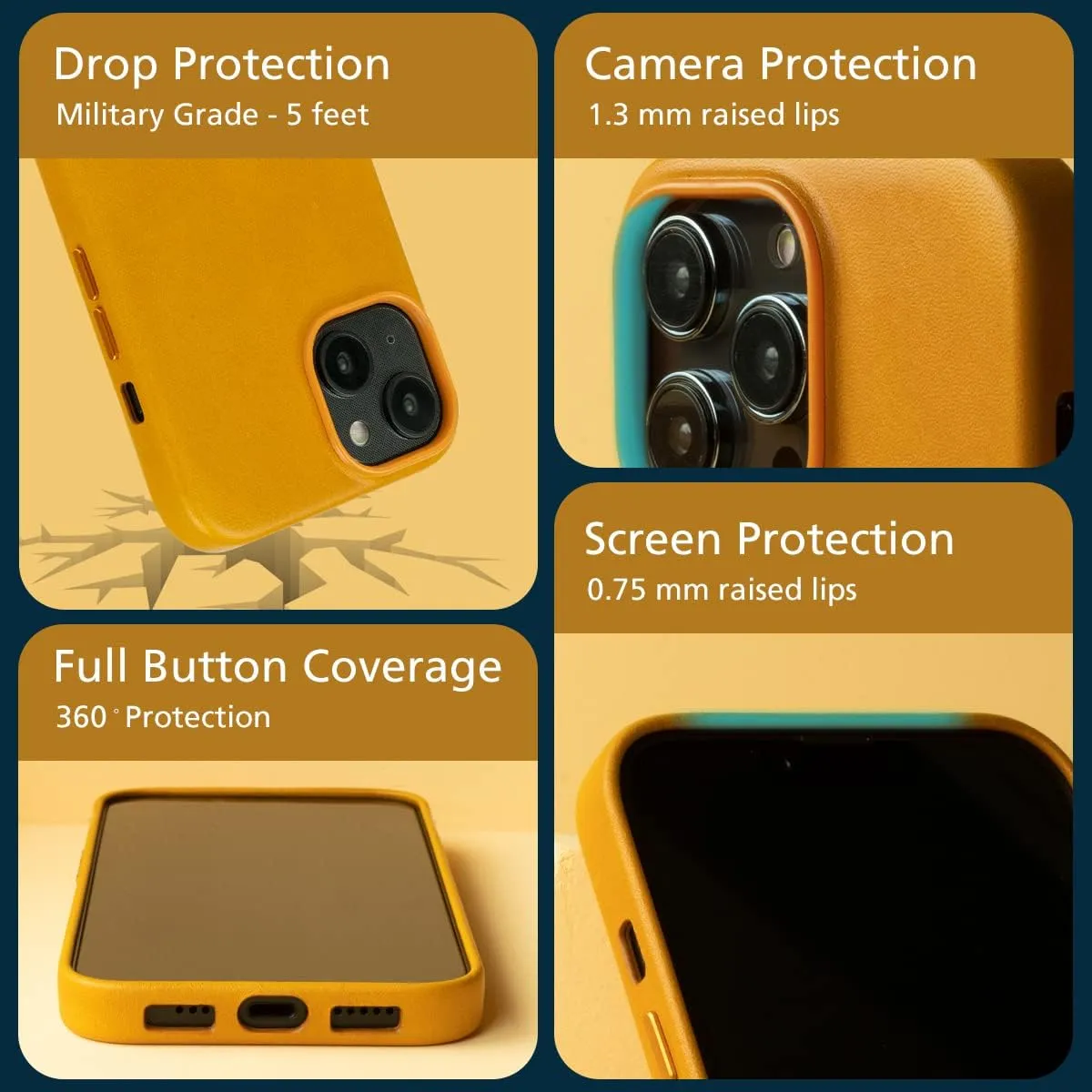 alto Phone Case Compatible with iPhone 14 and iPhone 13 and MagSafe, Magnetic Italian Leather Case, Clop Series Drop Protective Case (iPhone 14 and iPhone 13, 6.1 inch, Caramel Brown)