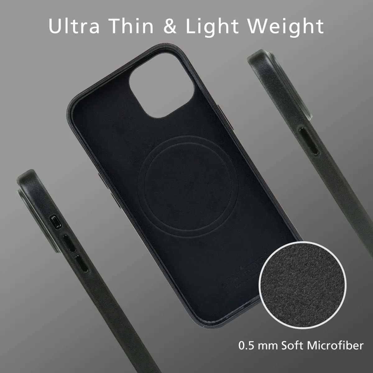 alto Phone Case Compatible with iPhone 14 and iPhone 13 and MagSafe, Magnetic Italian Leather Case, Clop Series Drop Protective Case (iPhone 14 and iPhone 13, 6.1 inch, Raven Black)