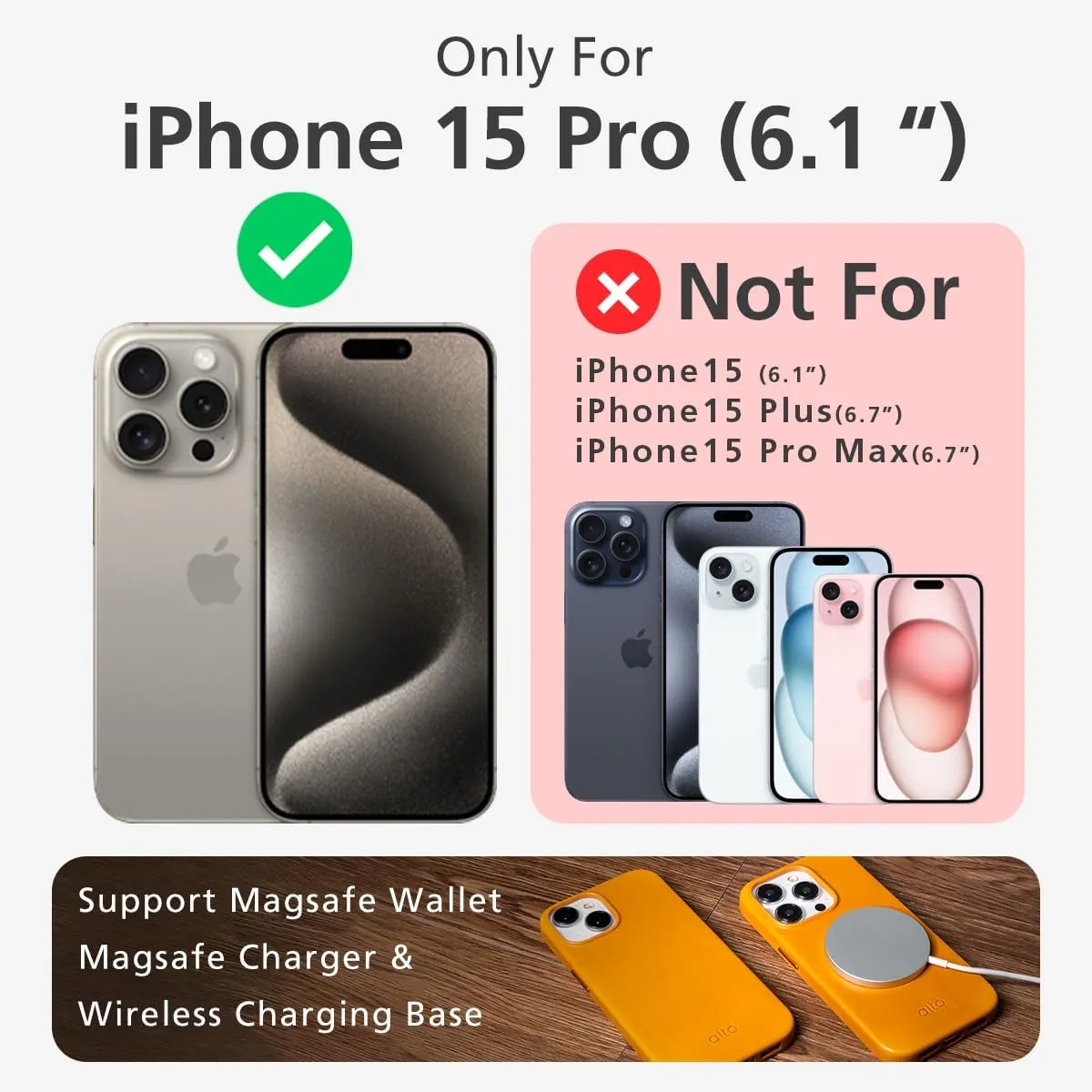 alto Phone Case Compatible with iPhone 15 Pro 2023 and MagSafe, Magnetic Italian Leather Case, Clop Series Drop Protective Case (iPhone 15 Pro, 6.1 inch, Forest Green)