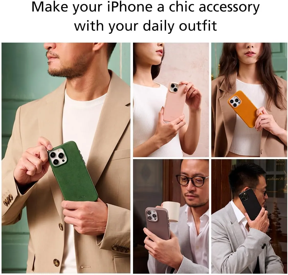alto Phone Case Compatible with iPhone 15 Pro 2023 and MagSafe, Magnetic Italian Leather Case, Clop Series Drop Protective Case (iPhone 15 Pro, 6.1 inch, Forest Green)